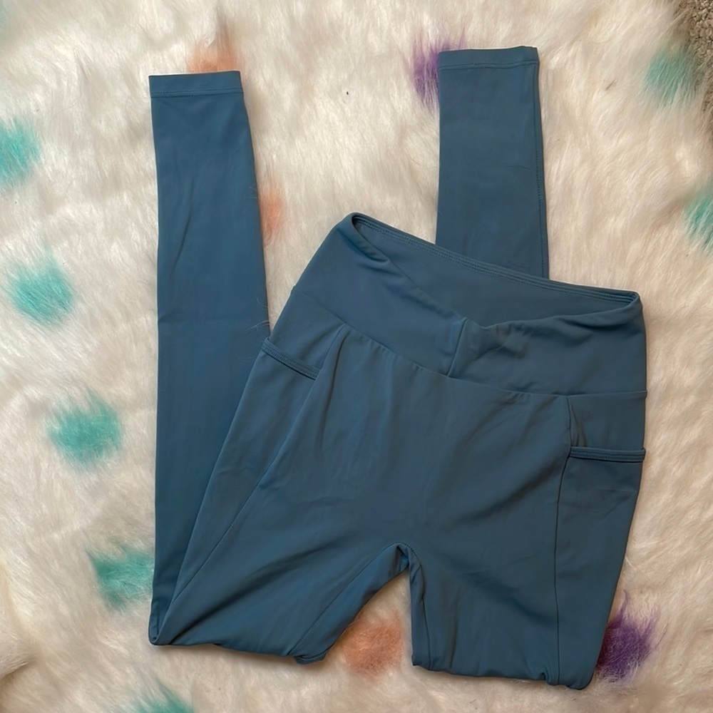 GYMSHARK Crossover Waistband Teal Green Leggings